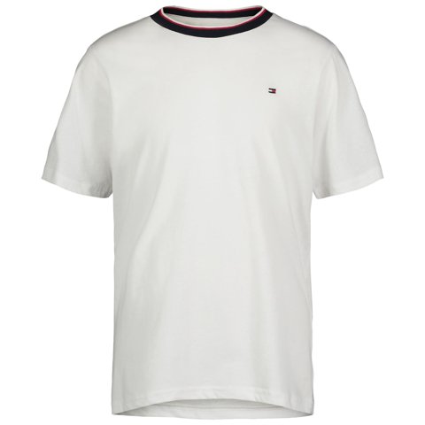 Camiseta Tommy Hilfiger De Manga Corta Para Niños Yd Ringer 16-18, Color Blanco
