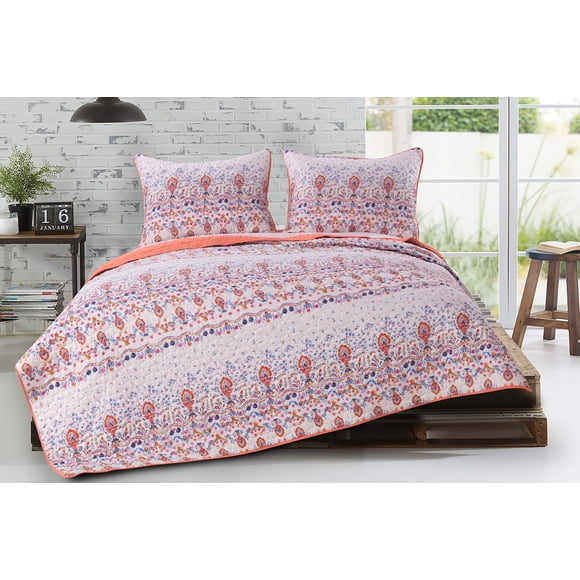 Juego de colcha Barefoot Bungalow Amber, reversible, tamaño king, 2 piezas
