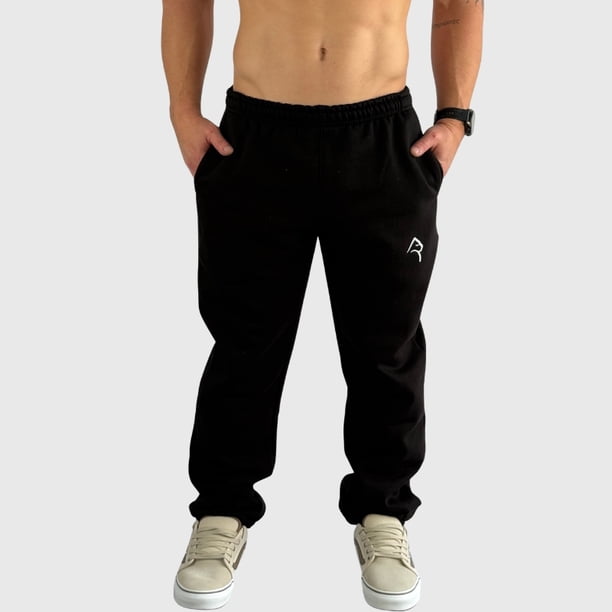 Pantalon Deportivo Jogger Relax Cotton Negro Hombre Konko