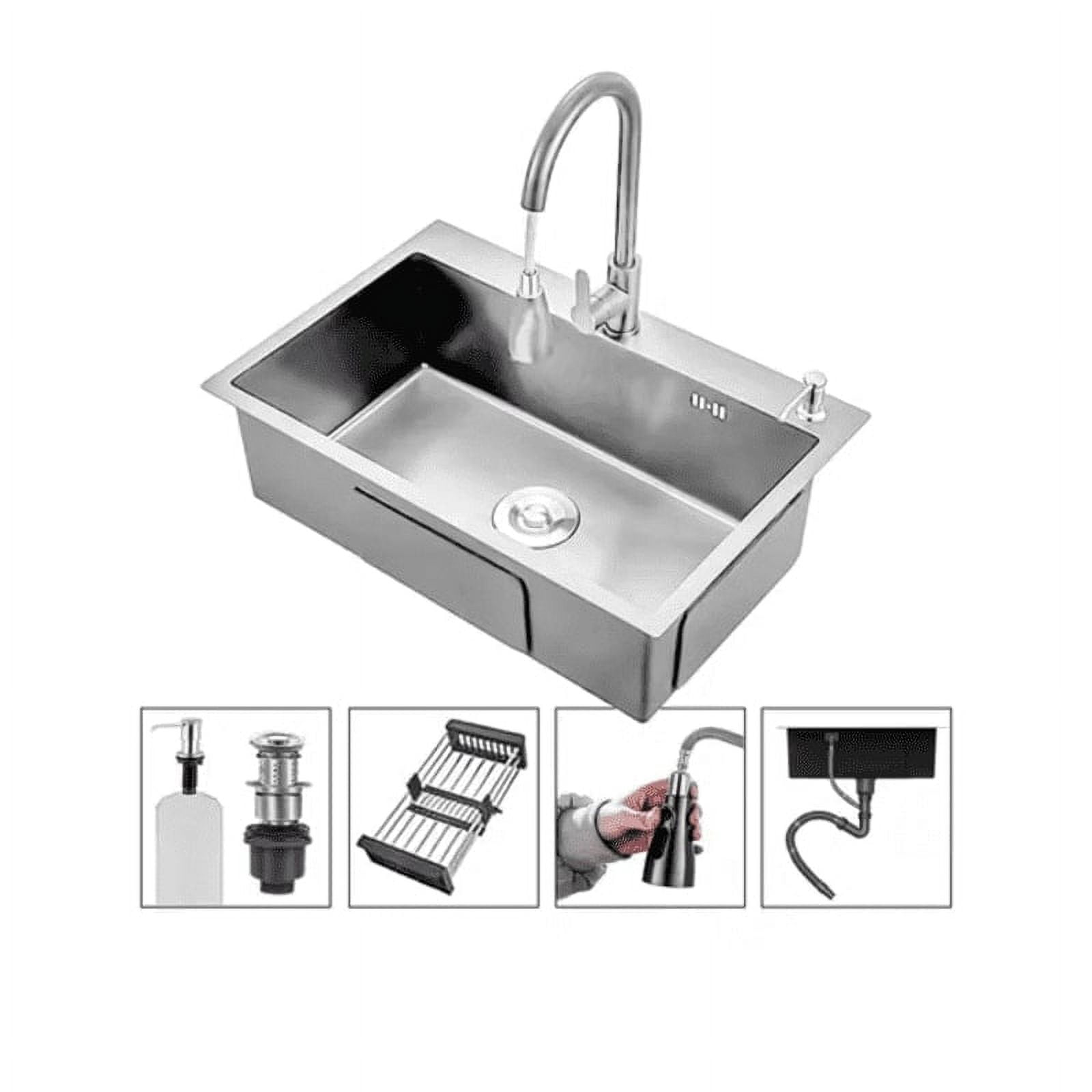 Genérico - Lavaplatos 68x45cm De Acero Con Llave Dual Full Accesorios Plateado