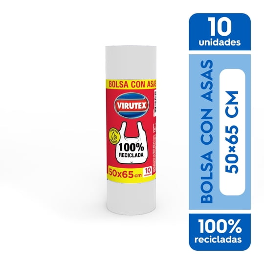 Bolsa De Basura Blanca 50x65 Cm Con Asas 10 Un Virutex