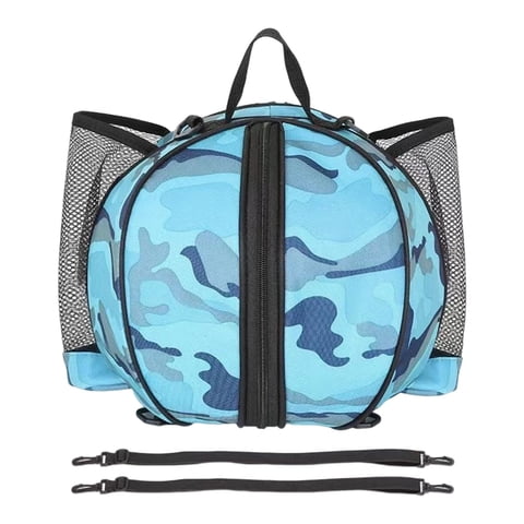Magideal - Bolsa De Baloncesto Universal, Soporte Para Mochila, Bolsillos De Malla Ligeros, Correa De Hombro Ajustable, Mochilas De Almacenamiento, Pelota De , Azul Grisáceo Gris Azul