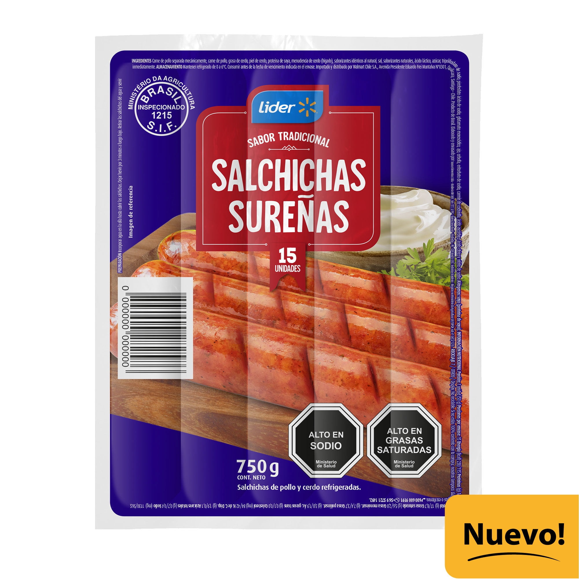 Salchicha Sureña 750 g Lider