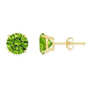 Aros Paris Jewelry Round Green Peridot 3Mm 14K Yellow Gold