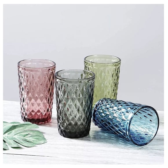 Set 4 Vasos Vidrio Color Tipo Murano