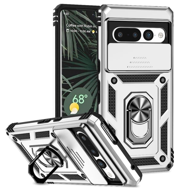 Funda Resistente Anillo Soporte Google Pixel 7 Pro Privacidad Cámara Montaje Magnético Plata