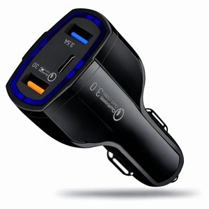 Genérico - Cargador Rápido Auto Doble Usb + Tipo C Qc 3.0