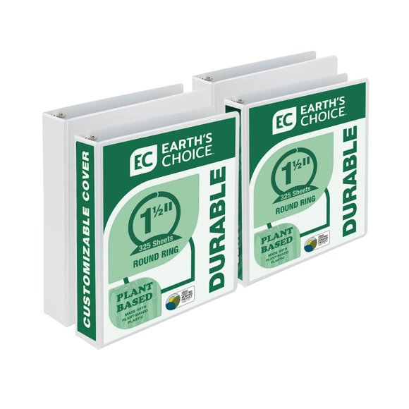 Carpeta de vista Samsill de anillas redondas 3,8 cm (1,5 pulg.) paquete de 4, color blanco