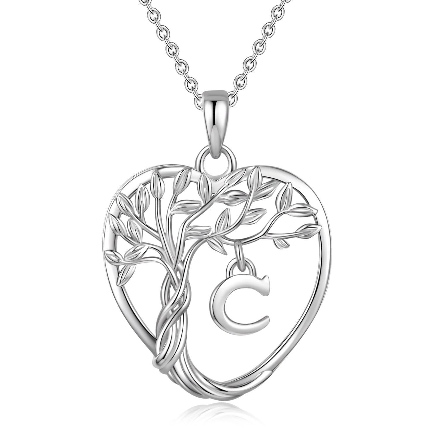 Heshpaws 925 Collar De Árbol Eterno De La Vida De Plata De Ley Para Mujeres A-z Carta Inicial Collar, Regalo De Joyería De Cumpleaños Aniversario