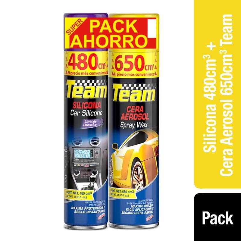 Pack Silicona Lavanda 480cc + Cera Aerosol 650cc 1 Un Team
