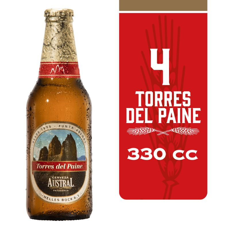 Austral - Cerveza Torres Del Paine Helles Bock 6.1° Pack 4 Botella
