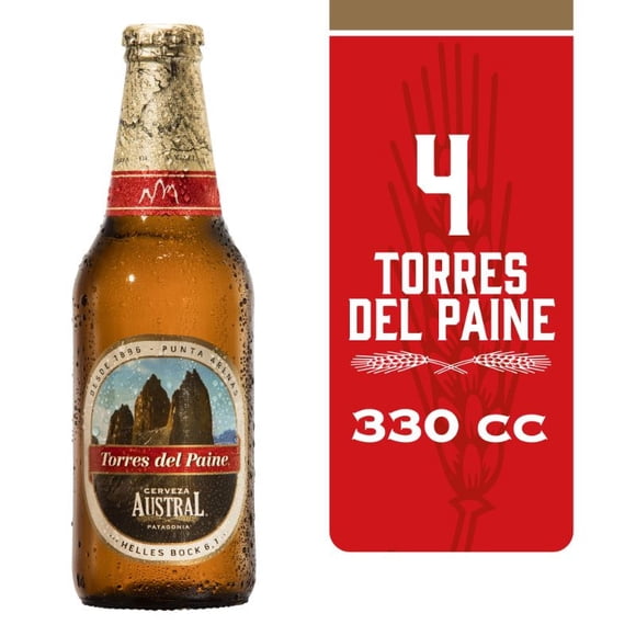 Cerveza Torres Del Paine Helles Bock 6.1° Pack 4 Botella