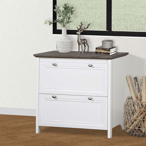 Msa Muebles Santa Ana - Cajonera 2 Cajones 80 Cm Gray Oak White Line