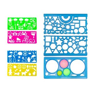 Magideal - 7 Piezas Plantillas De Dibujos Geométricos Regla De Medición Colorida Variedad De Formas Plantillas De Formas Múltiples Transparentes Para Medición De