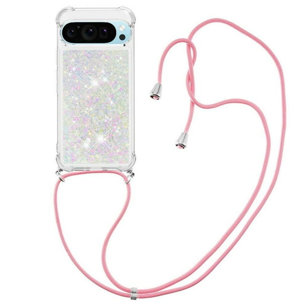 Funda FOXDOCK para Google Pixel 9 con Cuerda Ajustable, Brillo Líquido, Protección Antigolpes y Lente – Ideal para Regalo