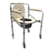 Glomed - Baño Portátil Wc Aluminio Plegable Aluminio Con Ruedas Premium