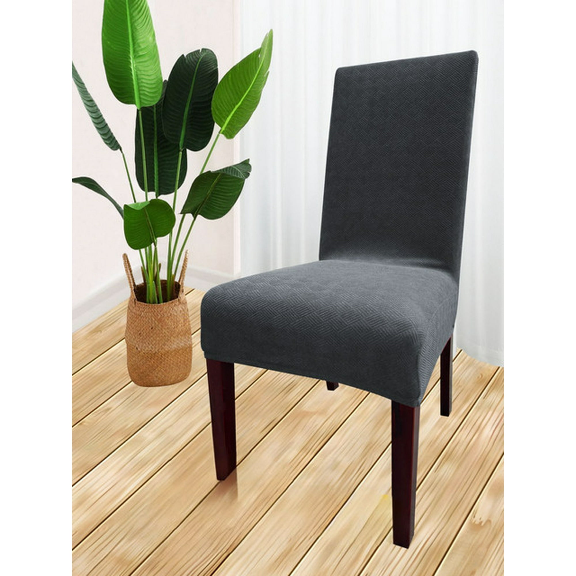 Genérico - Pack De 6 Fundas Cubre Sillas De Comedor Gris Oscuro