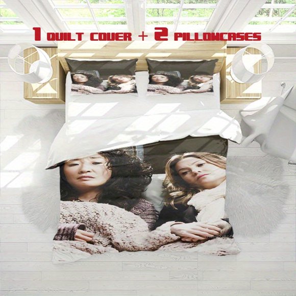 3pcs Wu Shanzhuo and Allen Panyi Matching Printed Bedding Set Soft Duvet Cover with 2 Pillowcases