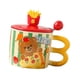 thumbnail image 3 of Bonita Taza De Café Con Forma De Oso Con Tapa Y Cuchara, Taza De Té Para La Oficina, Dormitorio, Regalo De Cumpleaños, Pizza, 3 of 3