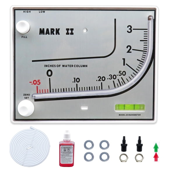 Manómetro FUHUOLU Mark II 25 lleno de líquido 0-3 w.c. 3% Acc