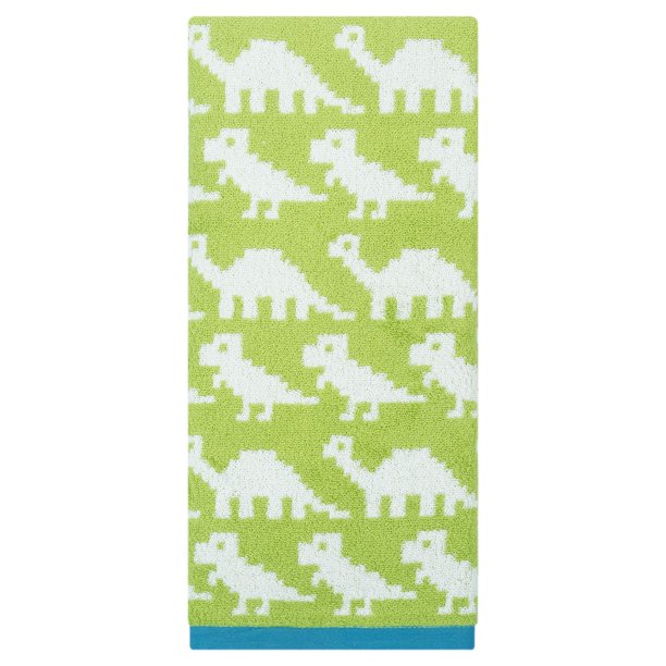 REGALWOVEN 1 Paquete Toalla de Mano de Algodón con Patrón de Animales, Toalla de Baño Suave y Absorbente con Diseño de Dibujos Animados para Decoración del Hogar Verde 29" x 13"