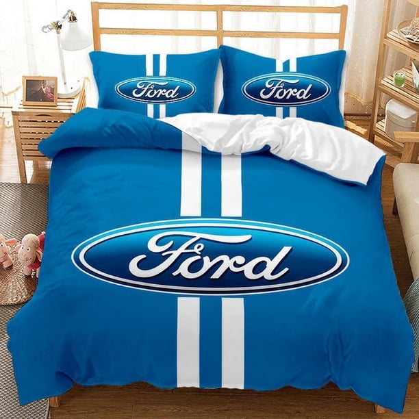 Ford Logo Blue Sof Quilt Duvet Cover Set Soft Comforter Cover Bed Linen3-Piece Bedding Set