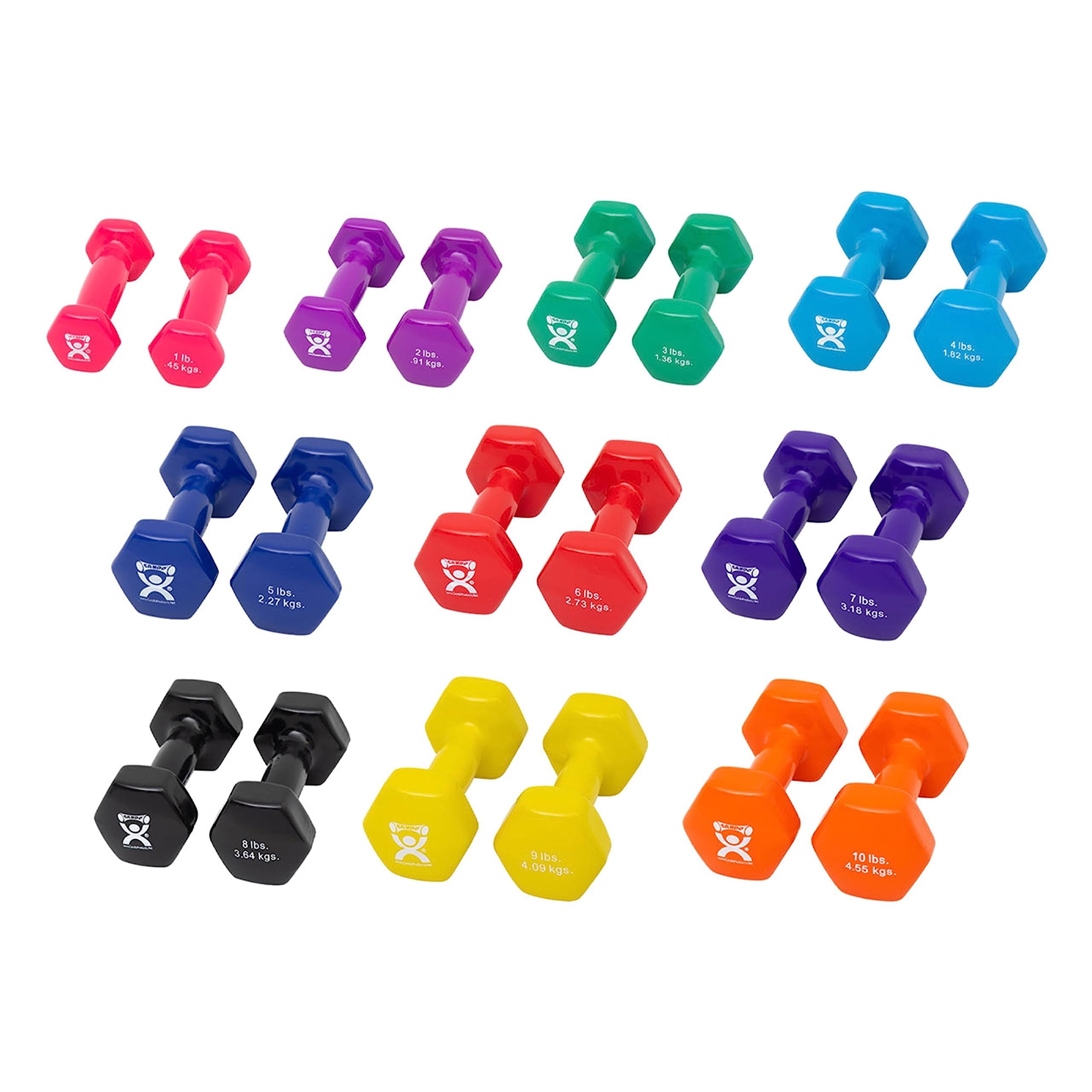 Mancuernas Cando Con Revestimiento De Vinilo, 5 Pares, De 1 A 10 Libras, Para Músculos
