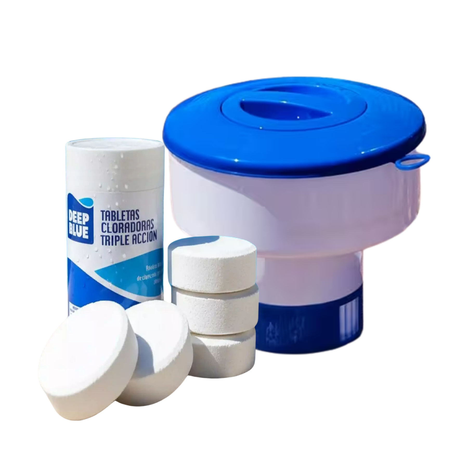 Deep Blue - Pack Dosificador Piscina Flotante + Tableta Triple Accion