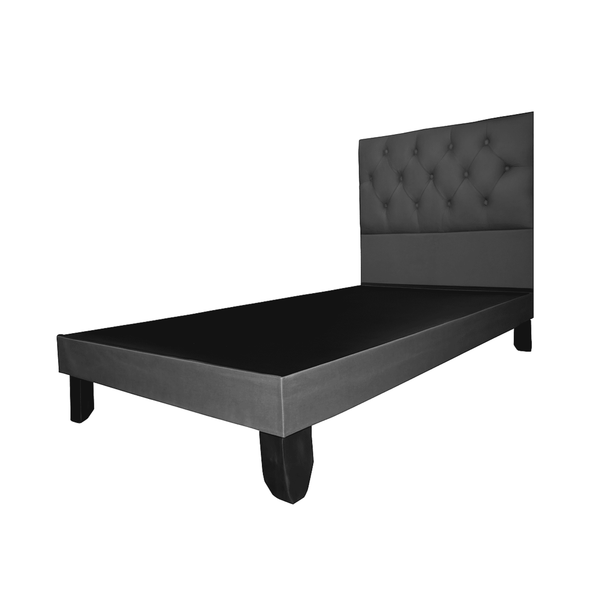 Mueblart - Base De Cama Con Respaldo A Piso 1 Plaza Gris Eco Cuero