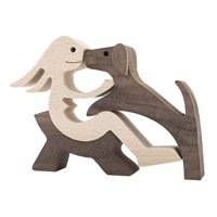 Magideal - Adornos Tallados De Perro Y Mujer De Madera, Estatua De Madera Para Mujer Y Perro, Estatua De Perro, Figuras Coleccionables Talladas En Madera Para , Estilo B