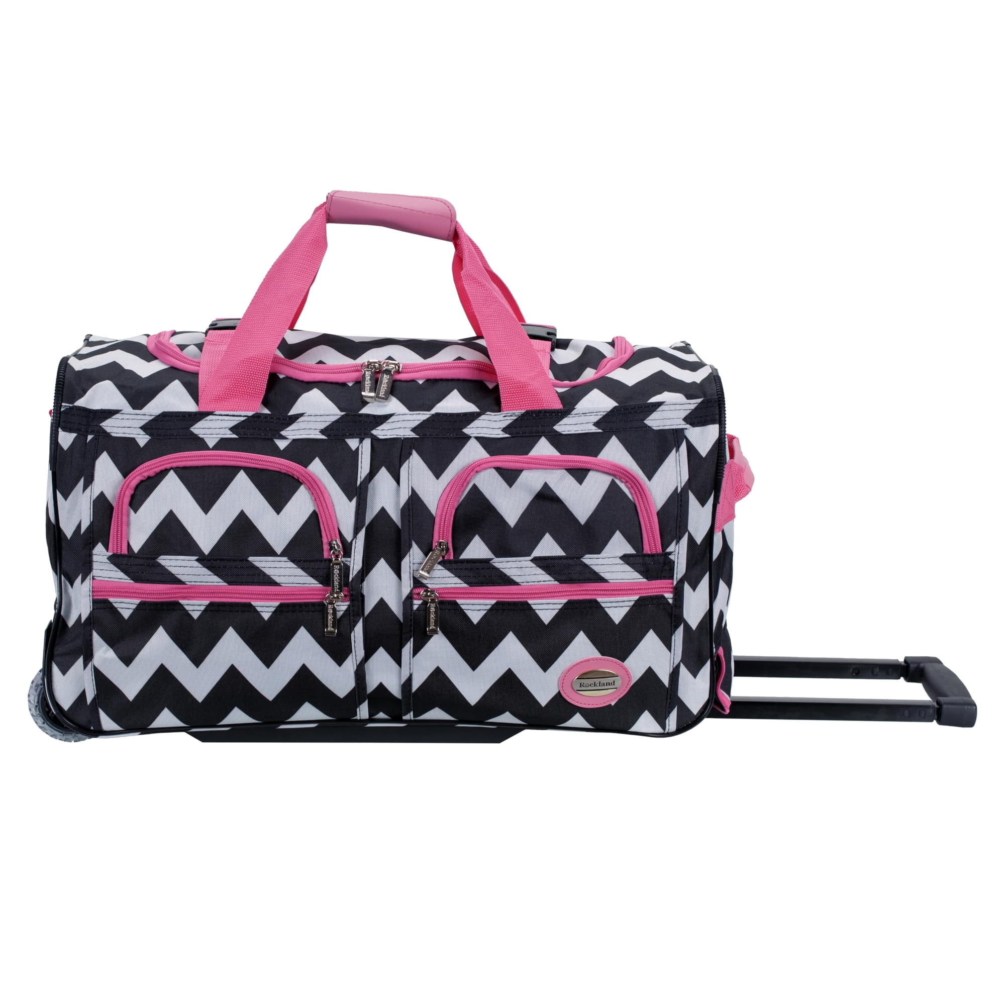Bolsa De Lona Con Ruedas Rockland Pink Chevron De 22 Litros Con Asa Telescópica