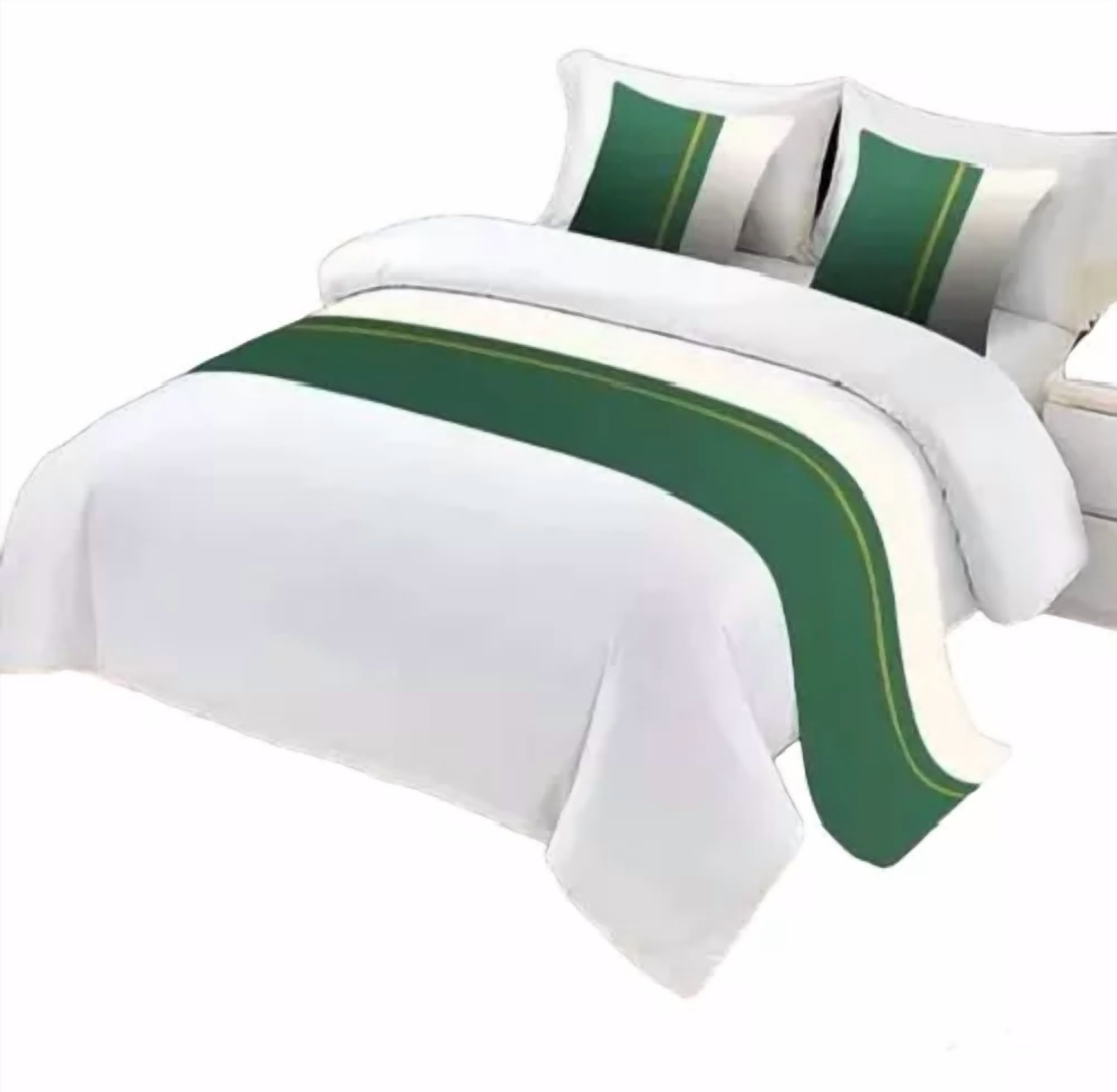 Genérico - Pieceras Para Cama Decorativa 60X200 Cm + 2 Fundas 45X45 Diseño 1 Color Verde