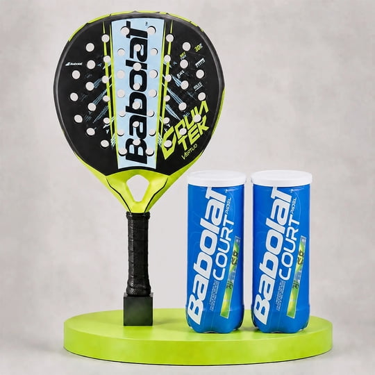 Super Pack Babolat Pala De Padel Counter Vertuo + 2 Tarros De Pelotas Court
