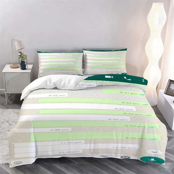 3pcs Bedding Set with Chat Interface Print Includes Duvet Cover and Pillowcases