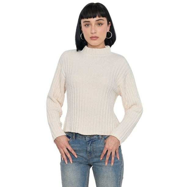 Sweater Mujer Chenille Rib Ecru Corona