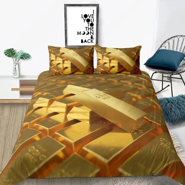 3D Modern Bedding Set Dollar Motif Printed Duvet Cover Vivid Comforter Cover 3 Pieces Money Maths Pattern Funny Soft Bed SetBed Sheets