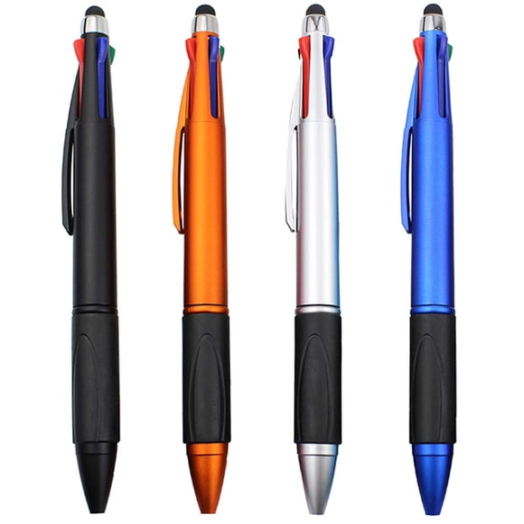 Bolígrafo MiSiBao de 4 colores con stylus, punta media, paquete de 4
