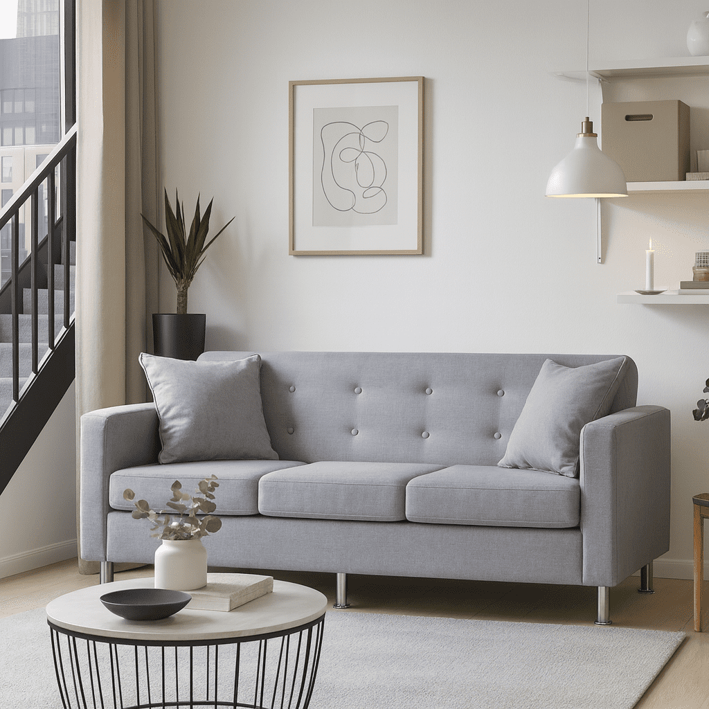 Mbc - Sofá 3 Cuerpos New Mallorca Tela Lino Gris Claro