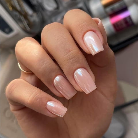 Press On Nails Sxvme Aurora Pink Chrome Short Square 24 Unidades