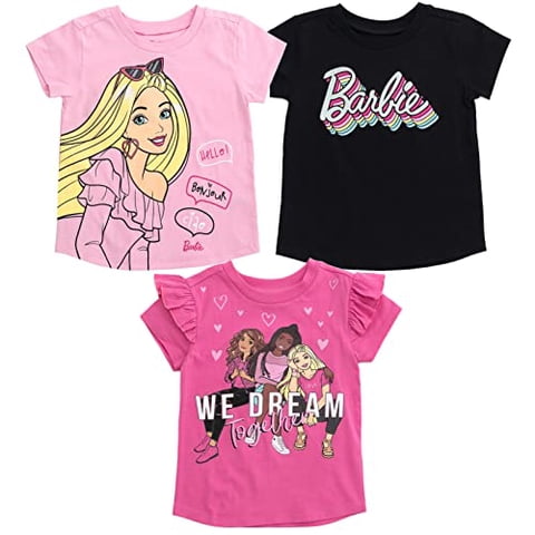 Barbie Big Girls 3 Pack Camisetas Pink/Black 14-16