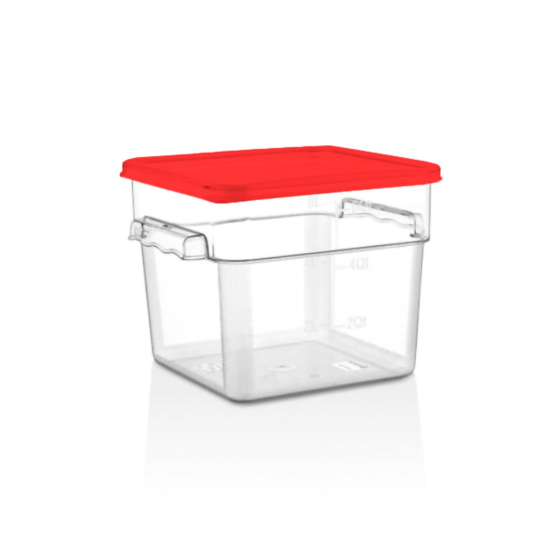 Imahe - Recipiente Policarbonato Cuadrado 5.7 Litros Con Tapa Roja