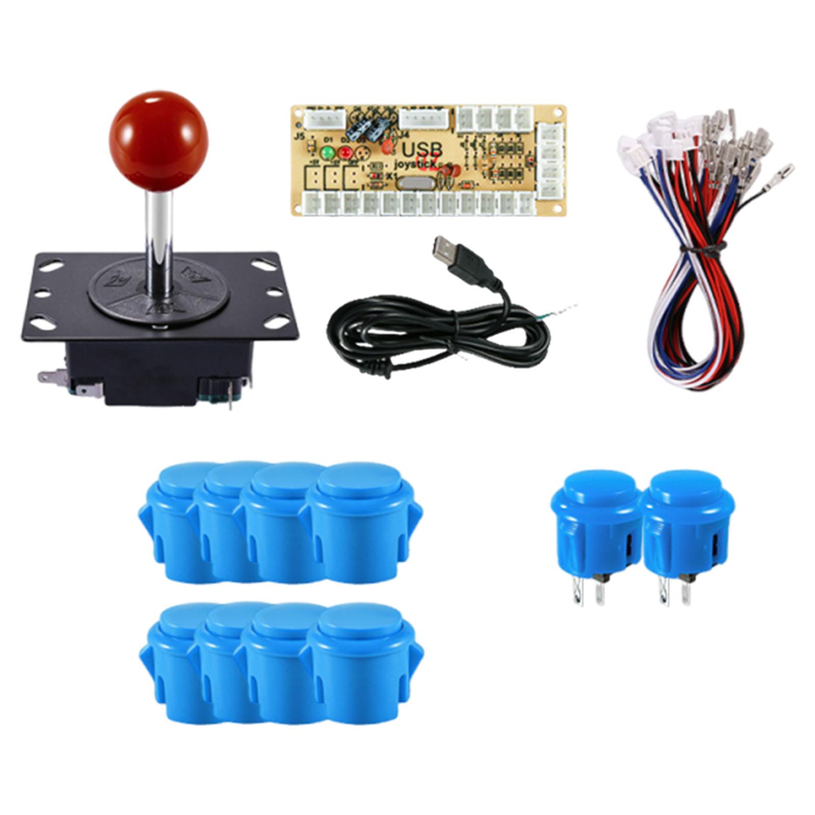 Magideal - Componentes De Manija De Joystick Para Juegos De Arcade De 1 Jugador, Piezas De Bricolaje, Fácil Instalación, Placa Codificadora Con Botones A Presión Azul