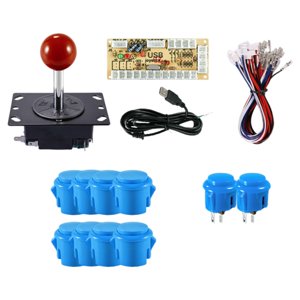 Magideal - Componentes De Manija De Joystick Para Juegos De Arcade De 1 Jugador, Piezas De Bricolaje, Fácil Instalación, Placa Codificadora Con Botones A Presión Azul