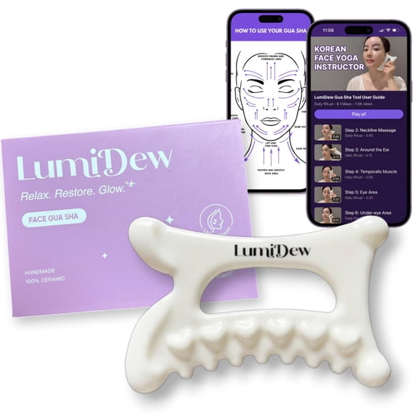 Herramienta de Gua Sha de Cerámica LumiDew para Rostro y Cuerpo