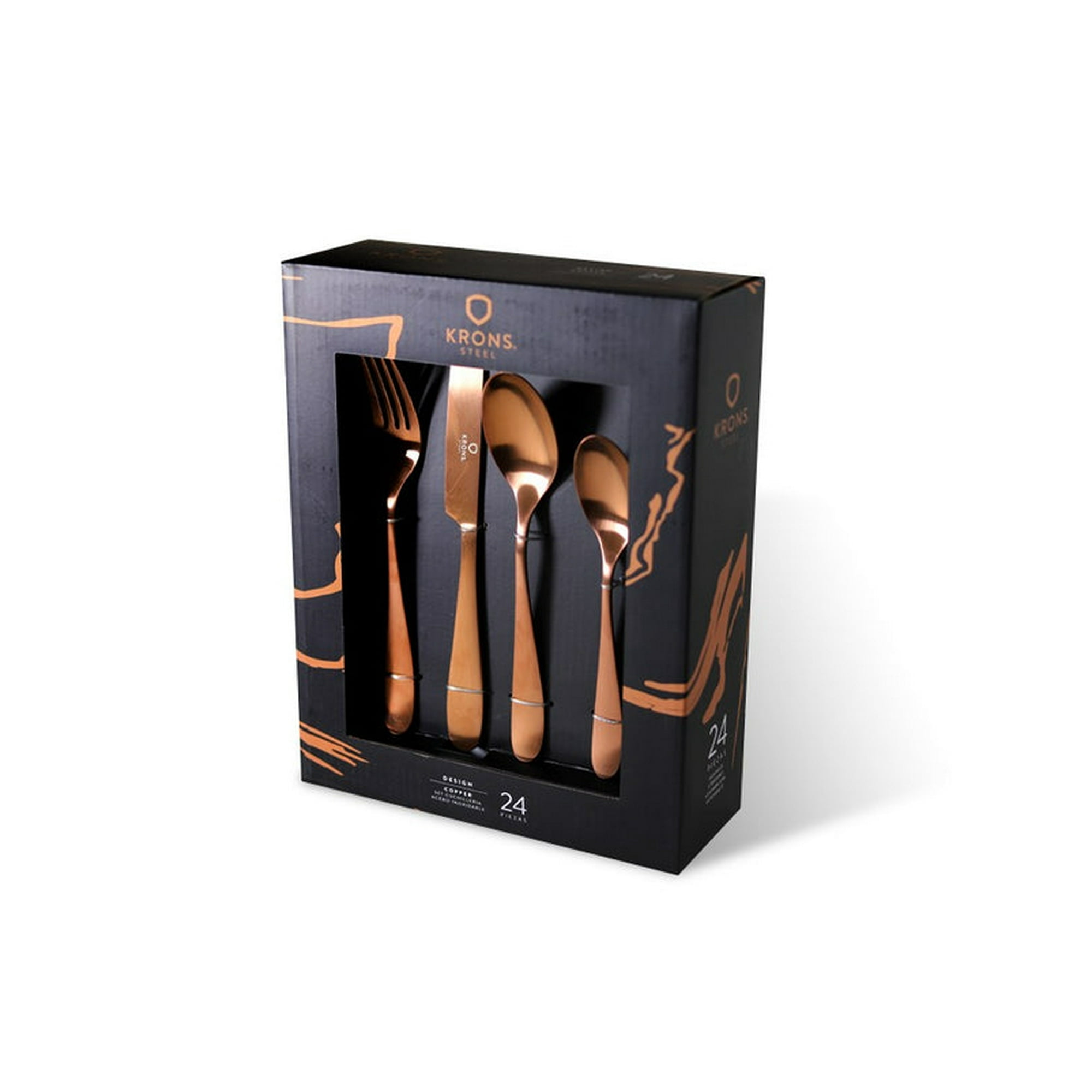 Krons - Set Cuchilleria Acero Inoxidable 24 Pzas Copper