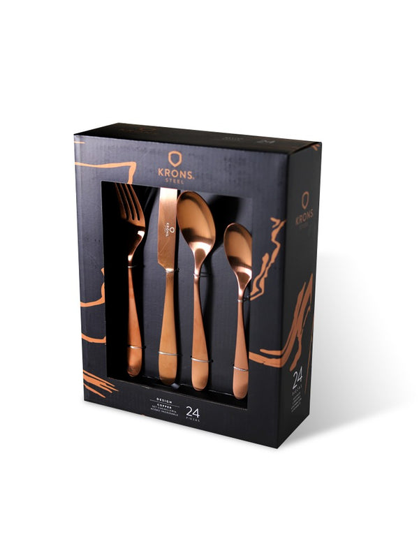 Krons - Set Cuchilleria Acero Inoxidable 24 Pzas Copper