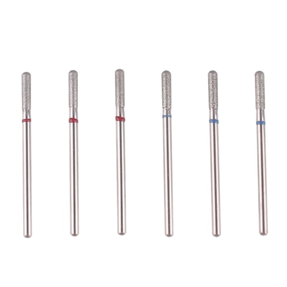 Brocas para torno de uñas MZCMSL cilíndricas para cutículas, 6 piezas (fina y media)