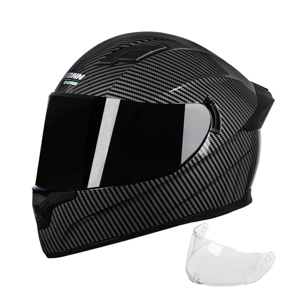 Casco Crown Racing F-700 DOT con Patrón de Fibra de Carbono