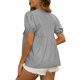 thumbnail image 3 of INSPIRE CHIC Blusa de maternidad a rayas lindas para mujer 100% algodón con lazo de color caramelo y encaje para embarazo 2XL Negro, 3 of 6