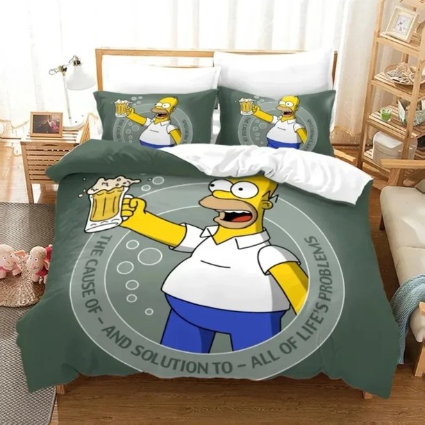 Duvet Cover Simpsons Pattern Cartoon 3D Digital Print Bedding Set Soft Comfort Polyester Set Bedroom Decor Children's Gif Bed Sheets